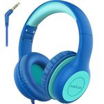 EarFun Kids Headphones, Foldable Headphones for kids, 85dB Volume Limiter, Sharing Function, Stereo Sound, Adjustable Headband, Wired Children Headphone for School/Travel/Phone, Blue Green