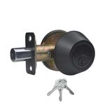 Comfhouse 1 Side Keyed Deadbolt Lock,Single Cylinder Dead Bolt, Matte Black Round Exterior Keyed Front Entry Inside Door Deadbolt