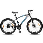 Vaux Blaze 26 inch Cycle for Boys with Dual Disc Brakes, Single Speed MTB Bicycle for Men & Women with Age 12+ Years, with Front Suspension, Steel Frame, Alloy Rims & 26x2.40 Fat Tyres (Black)