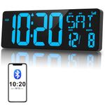 XREXS 17 Inch Large Digital Wall Clock with Bluetooth Function, Auto-sync Time, Adjustable Brightness Clock with Time/Date/Temperature/Timer/Alarm Clock for Home, Gym, Office and Classroom