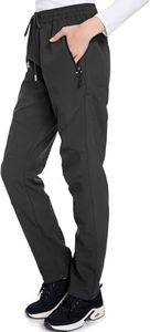 Womens Snow Ski Pants Waterproof Windproof Fleece Lined Warm Hiking Insulated Pants, Black, Medium