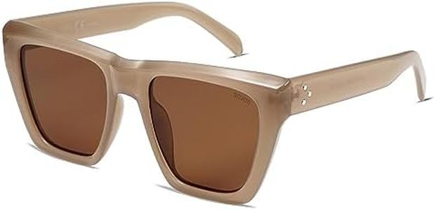 SOJOS Vintage Oversized Square Cat Eye Polarized Sunglasses for Women Trendy Fashion Cateye Style Sunglasses SJ2179 with Brown Frame/Brown Lens