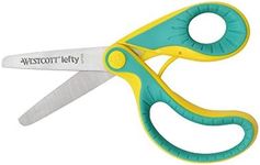 Westcott E-22003 00 Ergo JR. Lefty Ergonomic Children's Scissors for Left-Handed Users, 5.3 cm Steel Blade, Soft Grip Handle, Green/Yellow, 13.3 cm