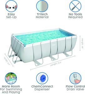 Bestway Power Steel Above Ground Pool, 13.6 Ft – Pump & Ladder, Grey