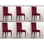 FASSCETE Chair Cover Velvet Stretch Dining Chair Covers 6 PCS Soft Crushed Velvet Dining Room Chair Seat Slipcover Furniture Protective Cover for Kitchen Barstool Cafe (Color: red)