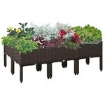 Outsunny 6-piece 26L PP Raised Flower Bed Stackable Vegetable Herb Free Combination Grow Box with Drainage Holes