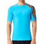 SURFEASY Men's Short Sleeve Rashguard Swim Shirt T-Shirts, UPF 50+ Sun Protection Quick Dry SPF Swim Shirts for Men(Blue,3XL)