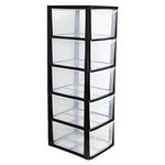 A4 PLASTIC 5 DRAWER | MEDIUM CLEAR BLACK STORAGE DRAWERS DRAW TOWER UNIT | OFFICE DESKTOP TABLETOP ORGANISER HOME SCHOOL OFFICE BEDROOM LIVING ROOM