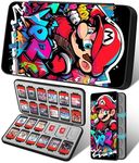 Koecya for Nintendo Switch Game Case with 24 Game Holder Slots and 24 SD Micro Card Slots for Nintendo Switch/Lite/OLED,Cute Cartoon Games Cartridge Cases for Boys Kids Girls Kawaii Storage Box, Black