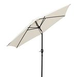 Vivo Technologies 2.7M Garden Parasol Round Garden Umbrella Sun Shading with Hand Crank, Tilt Function (UV 30+) Waterproof Parasol for Outdoor, Garden and Patio Cream（Parasol Base Excludes）