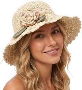 Straw Hats for Women, 2026 New Beach Sun Straw Hats for Women, Womens Summer Hats for Vacation Travel (Light Beige)