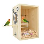 CooShou Bird Nest Box Parakeet Breeding Nest Box Bird Nest House Wooden Acrylic Transparent Breeding Box for Finch Lovebirds Cockatiel Budgie Conure Parrot