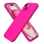 ROUMAYMAY for iPhone 15 Plus Case, Liquid Silicone Shockproof Upgraded [Camera Cover], with Soft Fine Smooth Microfibre Lining Anti-Scratch, Phone Case for iPhone 15 Plus 6.7'' Cover Hot Pink