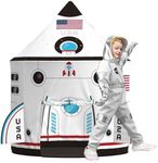 Qtioucp 5Pcs Kids Tent and Astronaut Costume Luxury Set Spaceship Tent Space Toy Fun Rocket Ship Play Tent for Kids Toodlers 3-6 Year Old Outer Space Indoor Outdoor Play