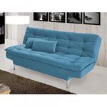 AMATA Eagle Sofa Cum Bed with Two Cushions Perfect for Home Living Room and Guests (Sky Blue) (Wood,Suede,Velvet) 3-Person Sofa