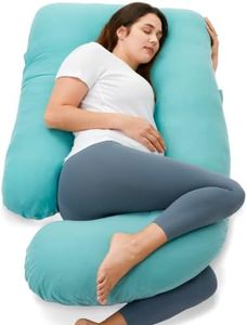 Momcozy U Shaped Pregnancy Pillows with Cotton Removable Cover, 57 Inch Full Body Pillow Maternity Support, Must Have for Pregnant Women, Tiffany Blue