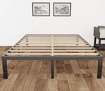 ZIORS 3500lbs Heavy Duty,14 Inch Steel & Wooden Slat Support Reinforced Platform Bed Frame,Mattress Foundation/No Box Spring Needed/Easy Assembly/Noise Free,Full/Queen/California King (King)