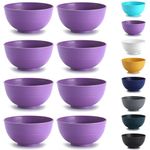 Kyraton Plastic Cereal Bowls 8 Pieces, Unbreakable and Reusable Light Weight Bowl for Rice Noodle Soup Snack Salad Fruit, Dishwasher Safe