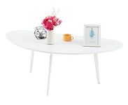 Firminana Mid Century Modern Coffee Table,Large Oval White Coffee Table for Living Room,Oval Kidney White Coffee Table for Small Spaces,White-47.3" W x23.63 D x 17.72" H