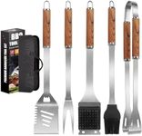 BBQ Tools Set, Heavy Duty 6-in-1 BBQ Utensil Set, More Longer Professional Stainless Steel Grill Accessories Barbecue Tool Set, Portable BBQ Kit with Storage Bag, Utensils for Father Gift