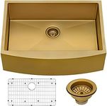 Ruvati Brass Tone 33-inch Apron-Front Farmhouse Kitchen Sink - Matte Gold Stainless Steel Single Bowl - RVH9733GG