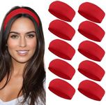 Styla Hair Headbands for Women Stretch Fashion Headbands 10 Pack Non-Slip Head Wraps Great for Spa, Sports, Yoga, Pilates, Running, Gym Headband, Workouts - Red