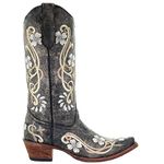 Corral Women's Circle G L5175 Multi-Colored Embroidered Leather Cowgirl Boots, Black, 8 Medium