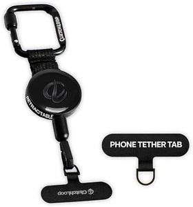 ClutchLoop Anti-Theft Phone Tether - Universal Adhesive Anchor, Retractable Steel Line and Locking Carabiner (Midnight)