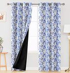 Ultimate Trends Premium Polyester Floral Printed 90% Blackout Curtains for Door, 7 feet, Pack of 2 Piece, Light Blue, (UTCR-1228_BC_D)