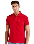 Arrow Men's Solid Half Sleeve Regular Fit Cotton Polo T-Shirt Dark Red