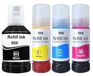 VERENA 008 Black Refill Ink for Epson L6460/L6490/L6550/L6570/L6580/L11160/L15150/L15160 Printer (Color-4Pcs)