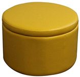 ORE International HB4316 Yellow Storage Ottoman with 4-Seating, 13.5-Inch