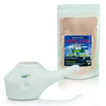 White Neti Pot and 1kg Himalayan Fine Salt by Amazing Health - Natural Nasal Flushing Kit, Helps Sinus Issues