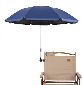 STARRY CITY Parapluie solaire de Chaise Avec Pinces Réglables,UPF 50 +,Parapluie Avec Clip Fixe,pour Terrasse, Plage, Chariot, Poussette, Fauteuil Roulant, Chariot de Golf (Bleu foncé)