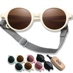 D Lolylad Baby Sunglasses, 0-36 Months, Polarised Children's Sunglasses, Baby UV400 Protection with Strap, Adjustable for Girls, Boys, Toddlers (Beige Frame/Tea Discs)