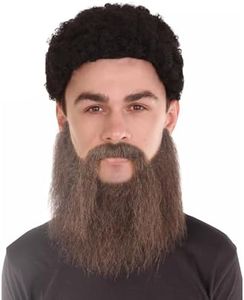 BC GOODS BY Adult Men's Extended Synthetic Beard for Costume Play, Flame-Retardant Synthetic Fiber, Dark Brown