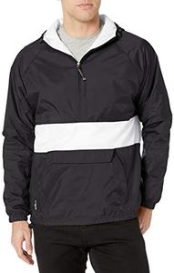 Charles River Apparel Wind & Water-Resistant Pullover Rain Jacket (Reg/Ext Sizes), Black/White, XXL