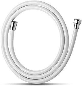 OFFO Shower Hose, Premium RV PVC Handheld Shower Head Hose Flex Hoses Extension with Brass Insert and Nut for Bathing Pet Bathing, 1.5m Smooth White