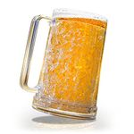 Granatan Double Walled Beer Mug For Freezer, Clear Beer Mug Frozen Cup 16 oz, Plastic Beer Mug with Handle