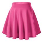 Urban CoCo Women's Basic Versatile Stretchy Flared Casual Mini Skater Skirt (Large, Rose)