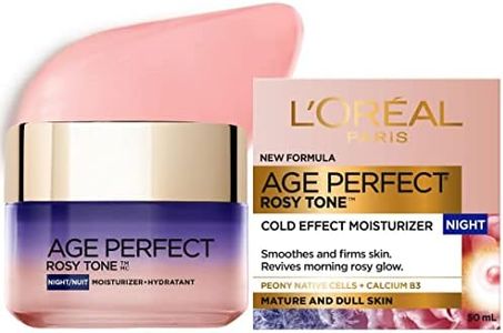 L'Oreal Paris Night Cold Effect Moisturizer Cream , Age Perfect Rosy Tone, with Imperial Peony Extract + Calcium B5, For Mature Skin Skincare, 50 ml