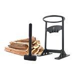 BiggerFire Firewood Kindling Splitter Carbon Steel Manual Log Splitter for Home Outdoor Camping with Hammer and Storage Bag