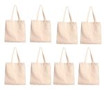 adhyah Reniccaa Extra Large Utility Tote, Foldable Reusable Tote Bags 100% Organic Cotton Grocery,eco-Friendly,Multi-Purpose Carry bag. (Pack of 8)