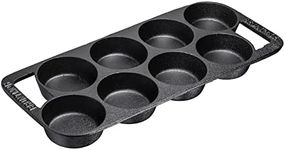 Bruntmor Premium Cast Iron 7-Cup Biscuit Pan, Round Kitchen Non-stick Baking Tool for Scones, Cornbread, Muffins, Cup cakes and Brownies, Black