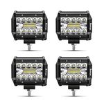 Safego LED Pods Light Bar 4Pcs 4 Inch 60W 1260LM Triple Row Waterproof Spot Beam Led Cubes Lights Driving Fog Off Road Lights for Pickup Truck ATV UTV SUV Boat Tractor Off-Road 12V/24V