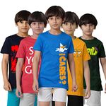 KYDA KIDS® 100% Cotton Printed Half Sleeve T-Shirts for Boys (Pack of 5)