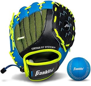 Franklin Sports Kids Baseball Glove - NeoGrip Boys + Girls Youth Tball Glove - Toddler + Youth Teeball, Baseball + Softball Mitt - Right Hand Throw - 9.5" ,Blue