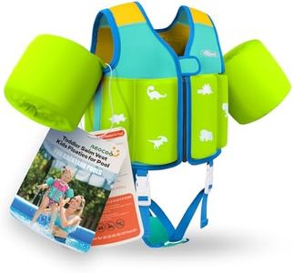 AEOCOO Kids Pool Floaties 1-2-3-5-7-9 Years Old, Toddler Swim Vest 20-30-50-70 Pounds, Comfortable Extended Wear Kids Float Jacket with Crotch Strap, Bright Design and Unpadded Sides, Blue