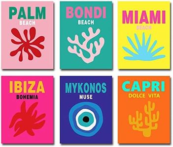 Travel Art Prints Set, Aesthetic Canvas Wall Art Prints for Preppy Room Decor, Abstract Travel Poster Set of 6 (8*10in,UNFRAMED), Gallery Wall Set, Colorful Wall Art, Maximalist Decor, Preppy Things