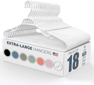 18pk Extra Large Hangers for Plus Size Clothes - Heavy Duty Hangers Oversized - Extra Wide Plastic Coat Hanger for Uniforms, Jerseys, Jackets - Big and Tall Hangers for Men - Large Hangars (White)